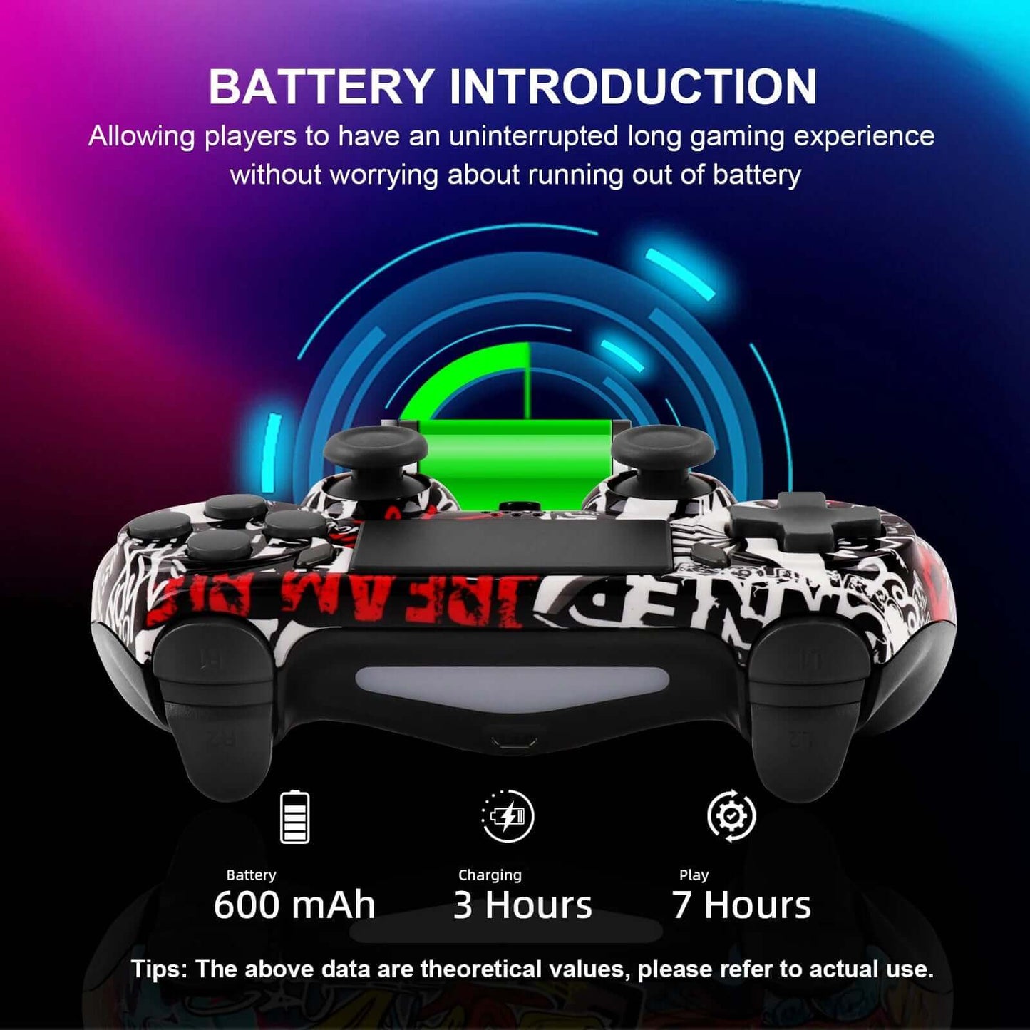 GAMINJA P47 Bluetooth Controller Dual Vibration Wireless Gamepad for PS4 Playstation 4 Game Console PS3 PC Wins 7 8 10