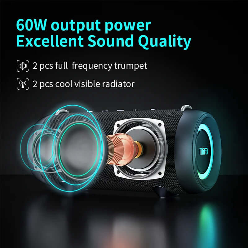 "Powerful  A90 Bluetooth Speaker - 60W Output, Class D Amplifier & Deep Bass for Ultimate Camping Experience!"