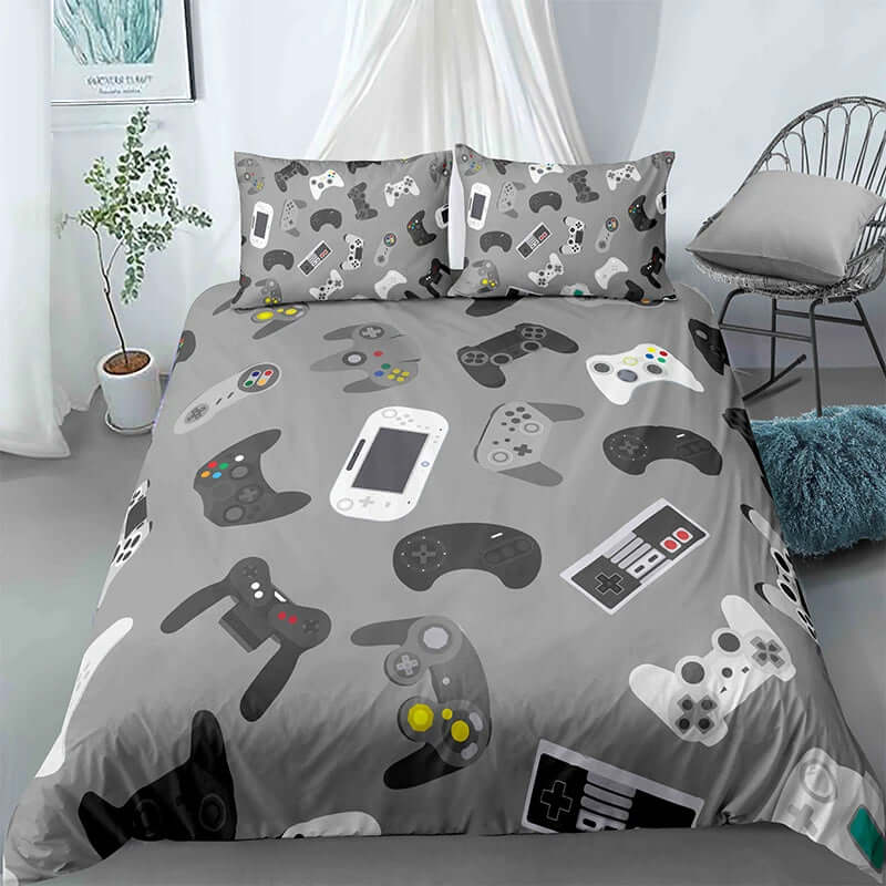 Ultimate Gamer Bedding Set - Stylish Duvet Cover & Pillowcase for Single, Double, Queen, and King Beds!