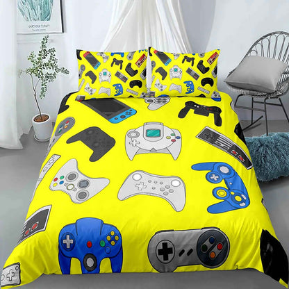 Ultimate Gamer Bedding Set - Stylish Duvet Cover & Pillowcase for Single, Double, Queen, and King Beds!