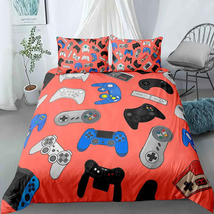 Ultimate Gamer Bedding Set - Stylish Duvet Cover & Pillowcase for Single, Double, Queen, and King Beds!