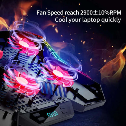 Gaming RGB Laptop Cooler 12-17 Inch Led Screen Laptop Cooling Pad Notebook Cooler Stand with Six Fan and 2 USB Ports