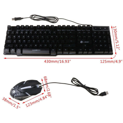 USB Wired 104 Keys RGB Backlight Ergonomic Gaming Mouse Keyboard Set