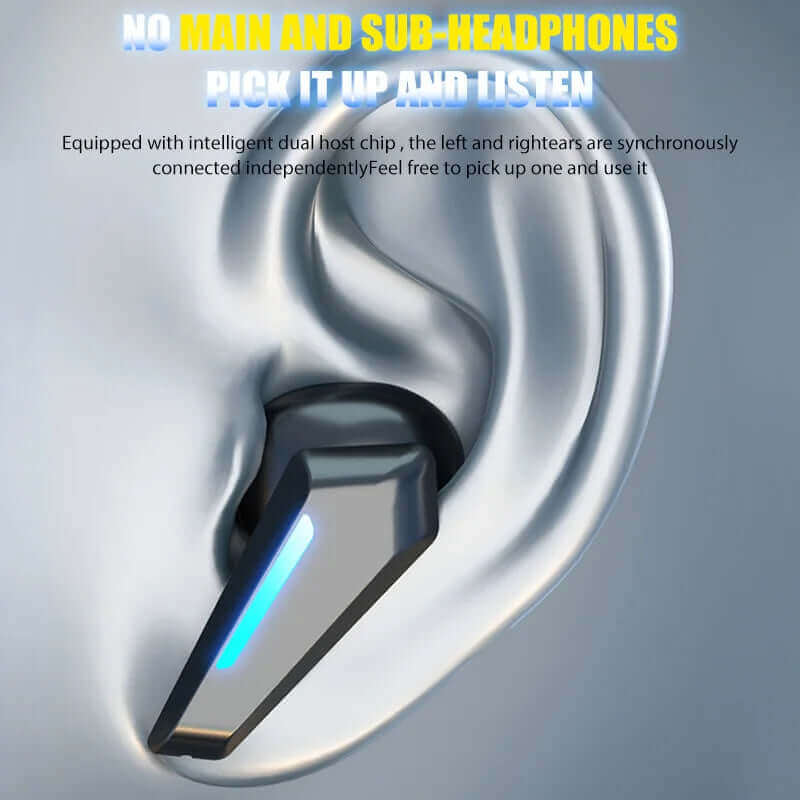 TWS Wireless Headphones LED Light Game Earbuds with Mic Bluetooth Earphones Noise Reduction Stereo Wireless Bluetooth Headset