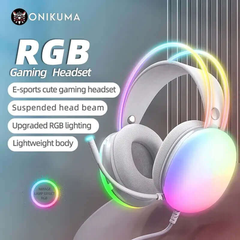 2024 New Headset Full RGB PC Gaming Headphones with RGB Lights for GAMMER KOL