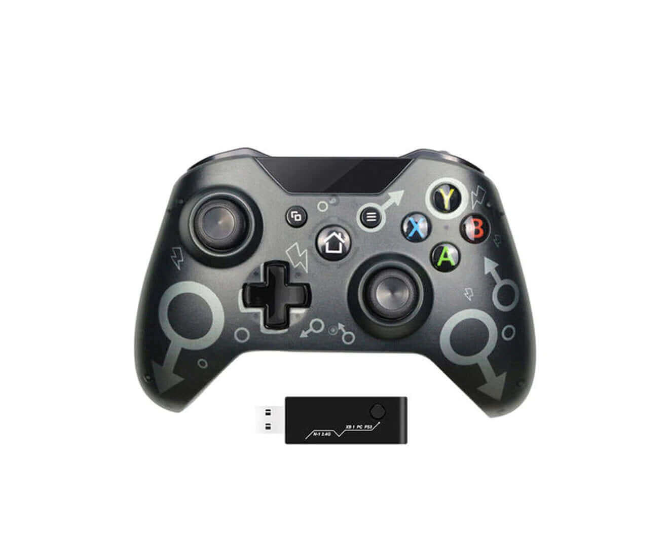 Ymall Wireless Controller with 2.4GHZ Adapter for Xbox One Ps3-Black