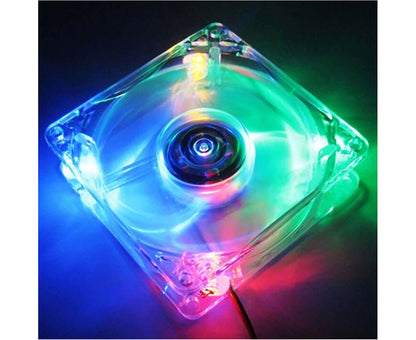 8025 Clear 8Cm with LED Lights Chassis Cooling Fan for PC Computer Case Cooler