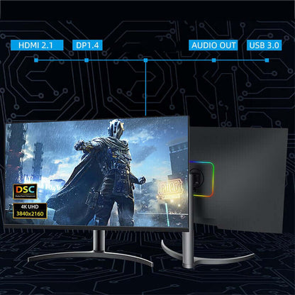 32" Computer Monitor 4K 144Hz 1080P 75Hz IPS Gaming 1Ms Response Adaptive-Sync VESA 100*100 Mounting 178° 100%Srgb HDMI 2.1