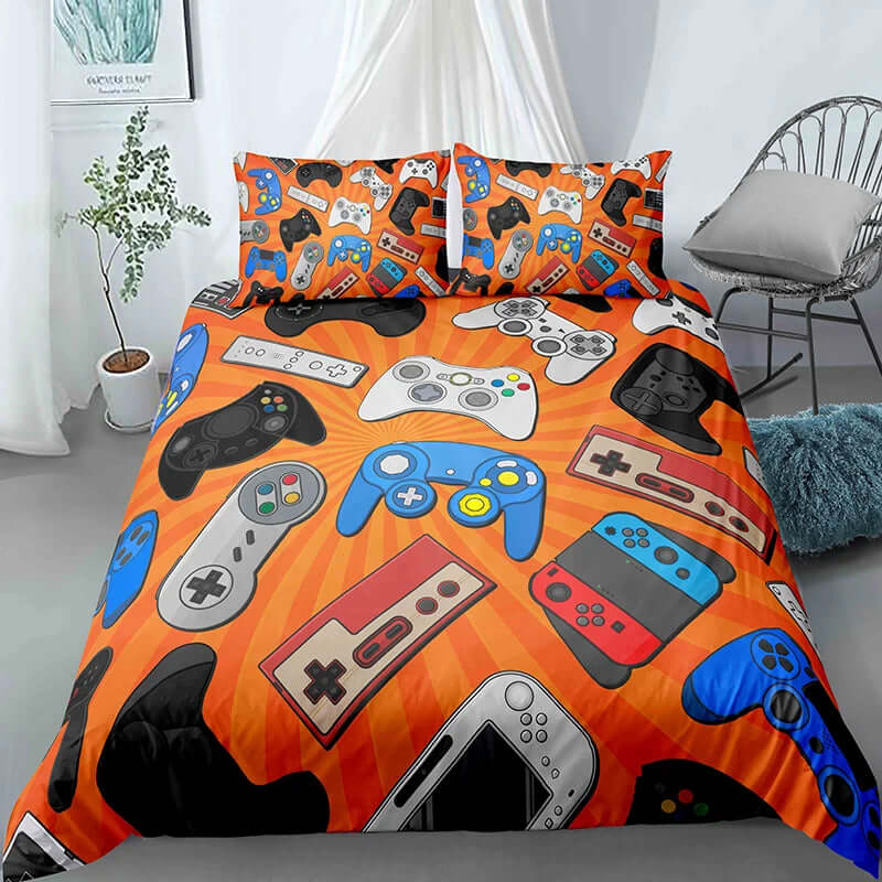 Ultimate Gamer Bedding Set - Stylish Duvet Cover & Pillowcase for Single, Double, Queen, and King Beds!