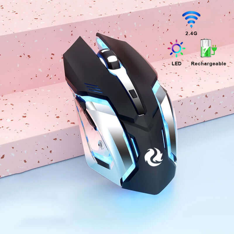 Gaming Mouse Rechargeable 2.4Gwireless Bluetooth Mouse Mute Ergonomic Mouse for Computer Laptop LED Backlit Mice for IOS Android