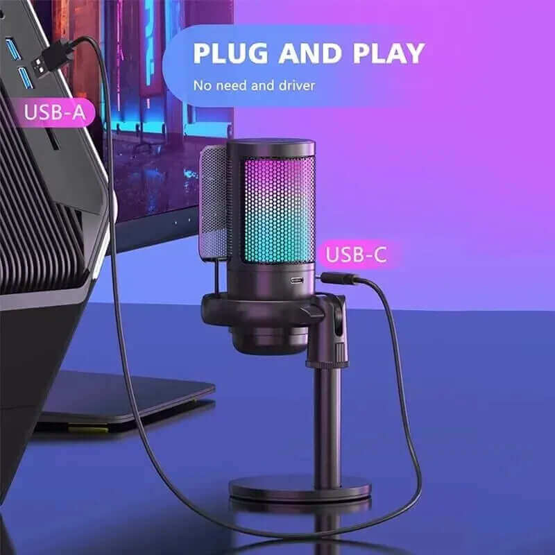 Professional Studio USB Microphone for PC Streaming Gaming Youtube Video Singing Gaming Recording PS4 RGB Anti-Spray Microfon