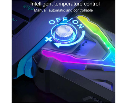 Laptop Cooler Silent RGB Cool Lighting Adjustable Knob Intelligent Temperature Control High-Speed Motor Computer Cooling Fan for Office - Black