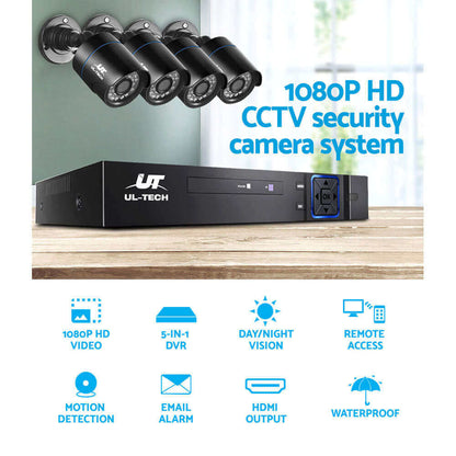 UL-tech CCTV Security System 4CH DVR 4 Cameras 1080p