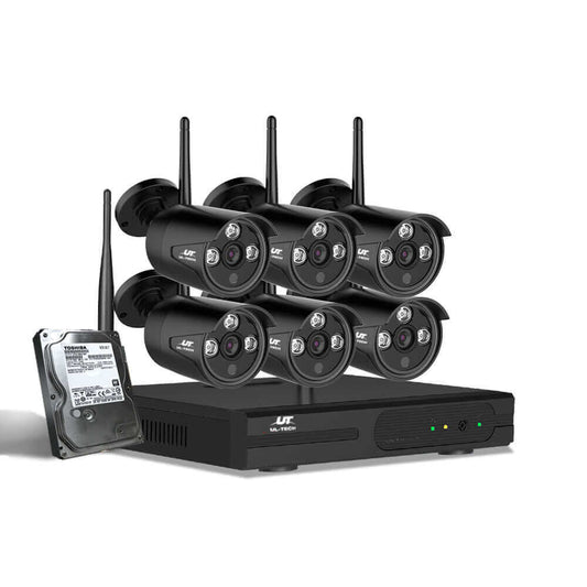 UL-tech Wireless CCTV Security System 8CH NVR 3MP 6 Bullet Cameras 2TB