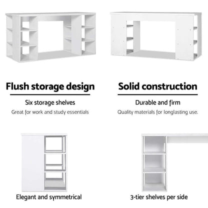 Artiss Computer Desk Bookshelf White 150CM