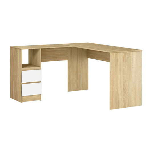 Artiss Computer Desk Drawer Cabinet L-Shape Oak 136CM