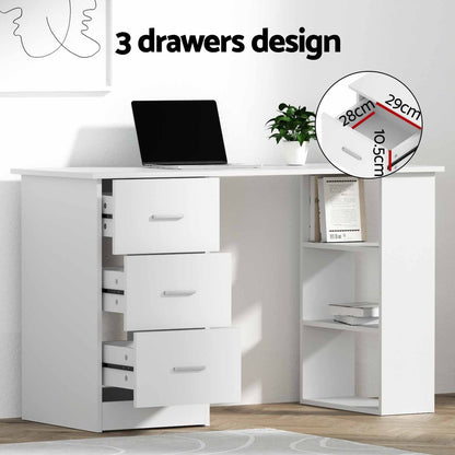 Artiss Computer Desk Drawer Shelf Cabinet White 120CM