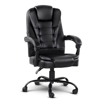 Artiss 2 Point Massage Office Chair PU Leather - Black