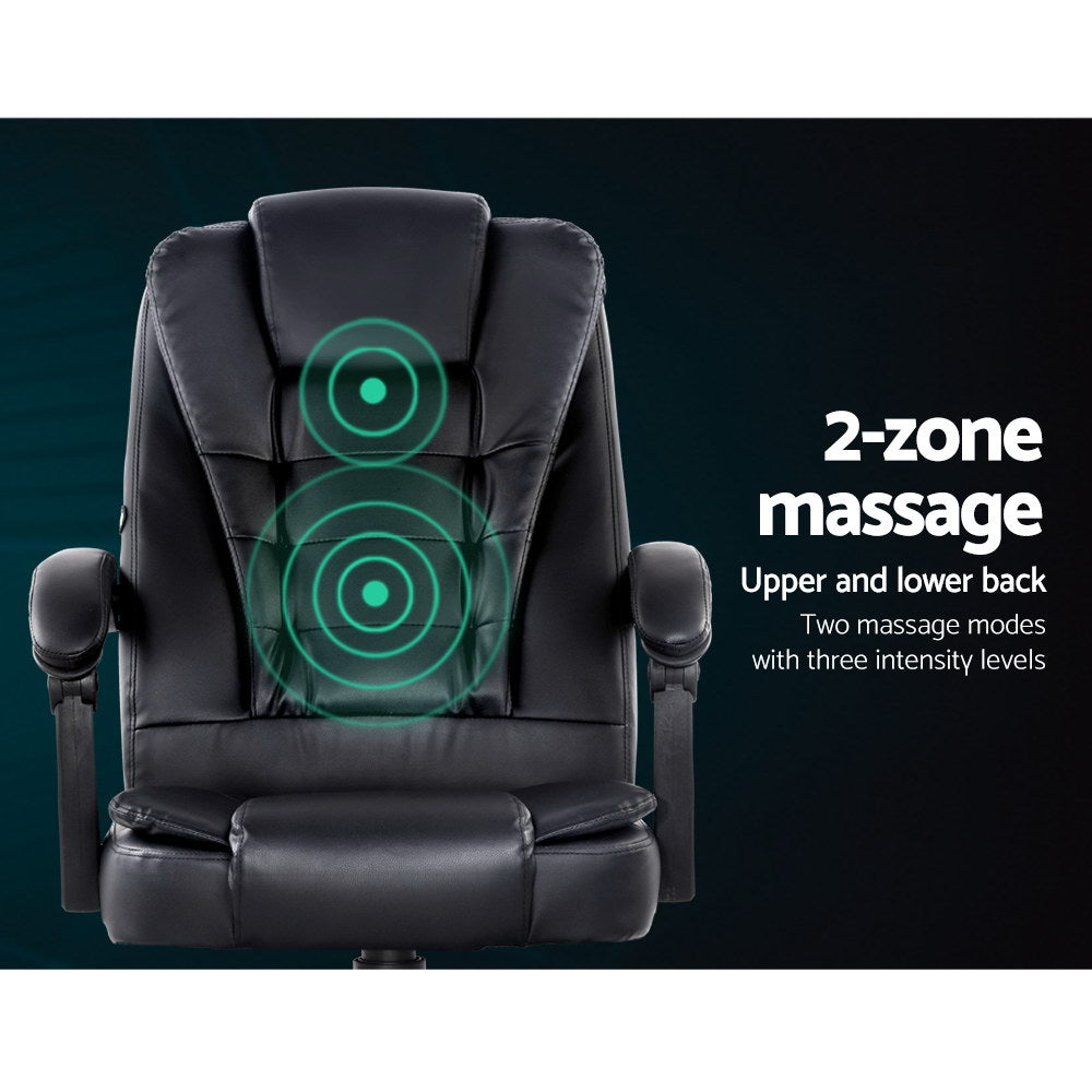 Artiss 2 Point Massage Office Chair PU Leather - Black