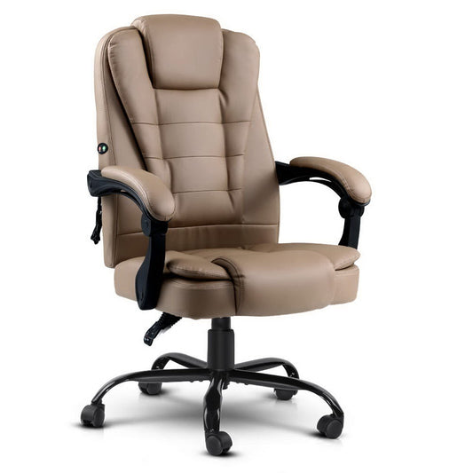 Artiss 2 Point Massage Office Chair PU Leather - Espresso