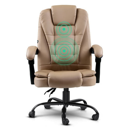 Artiss 2 Point Massage Office Chair PU Leather - Espresso