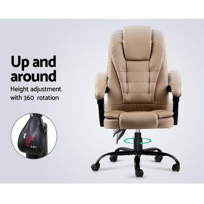 Artiss 2 Point Massage Office Chair PU Leather - Espresso