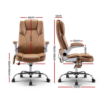 Artiss 8 Point Massage Office Chair PU Leather - Espresso