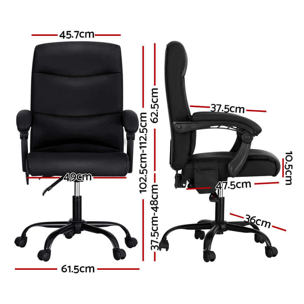 Artiss 2 Point Massage Office Chair PU Leather - Black