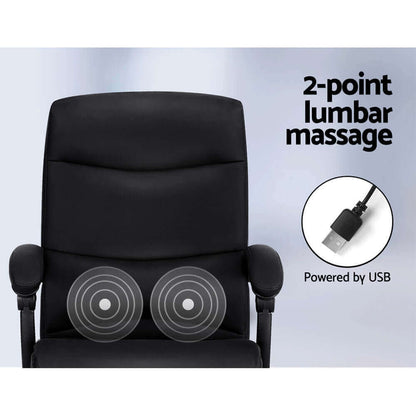 Artiss 2 Point Massage Office Chair PU Leather - Black