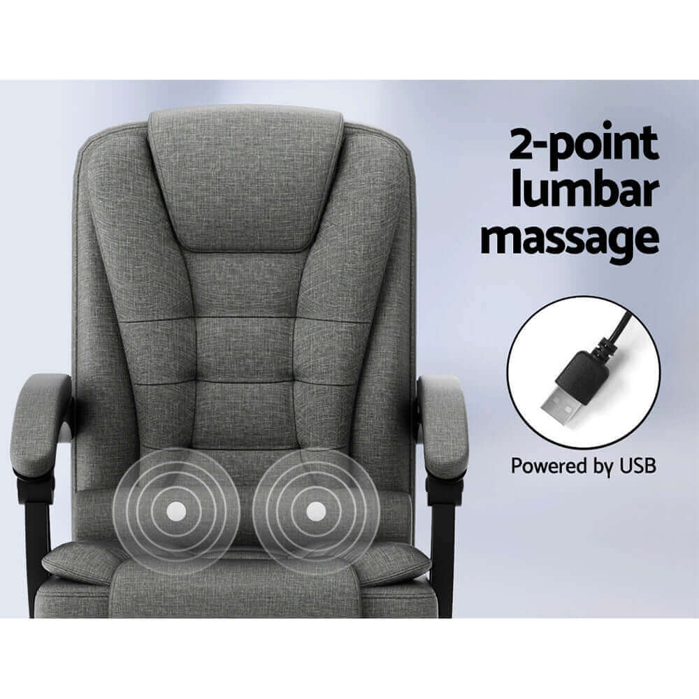 Artiss 2 Point Massage Office Chair Fabric - Grey