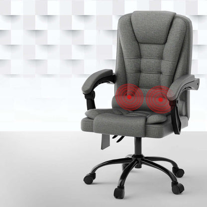 Artiss 2 Point Massage Office Chair Fabric - Grey