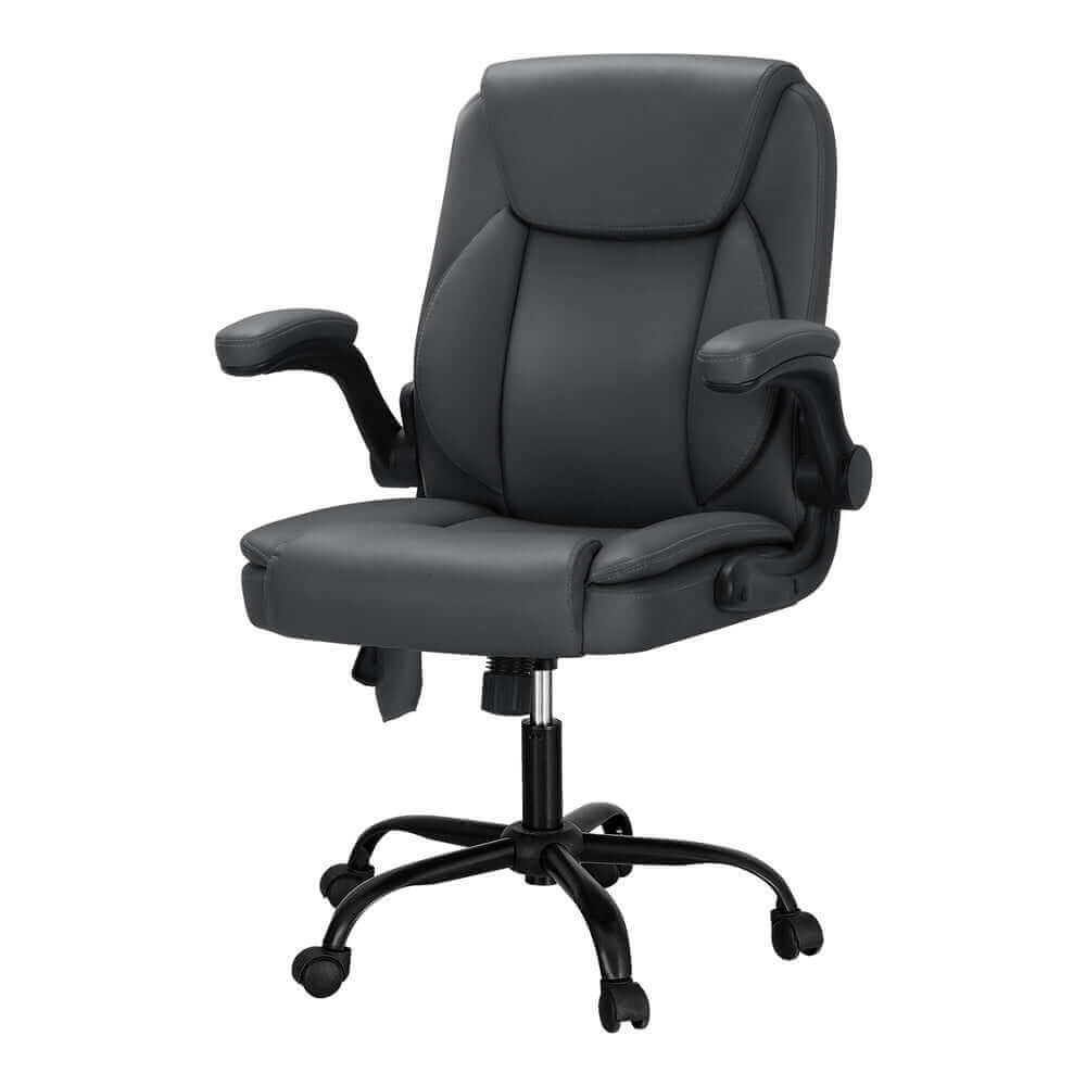 Artiss 2 Point Massage Office Chair Leather Mid Back - Grey