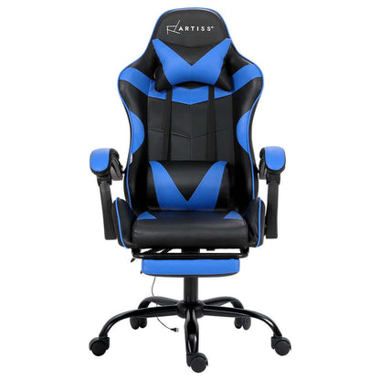 Artiss 2 Point Massage Gaming Office Chair Footrest - Blue