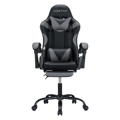 Artiss 2 Point Massage Gaming Office Chair Footrest - Grey