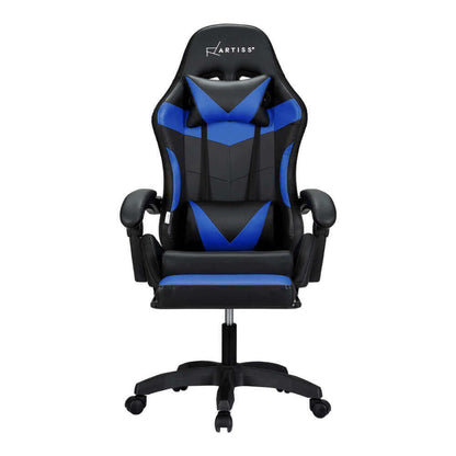 Artiss 6 Point Massage Gaming Office Chair 7 LED Footrest - Blue