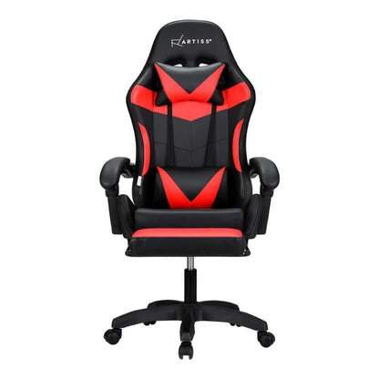 Artiss 6 Point Massage Gaming Office Chair 7 LED Footrest - Red