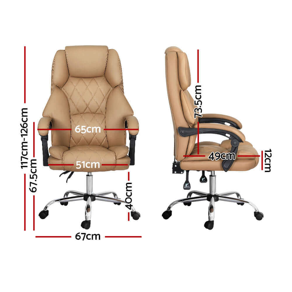 Artiss Executive Office Chair Leather Recliner - Espresso