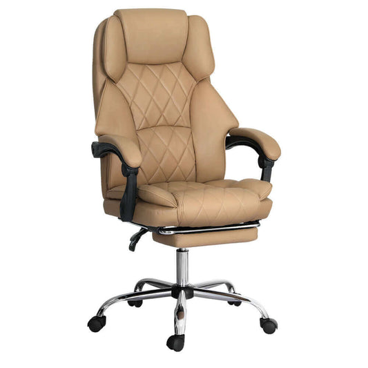 Artiss Executive Office Chair Leather Footrest - Espresso