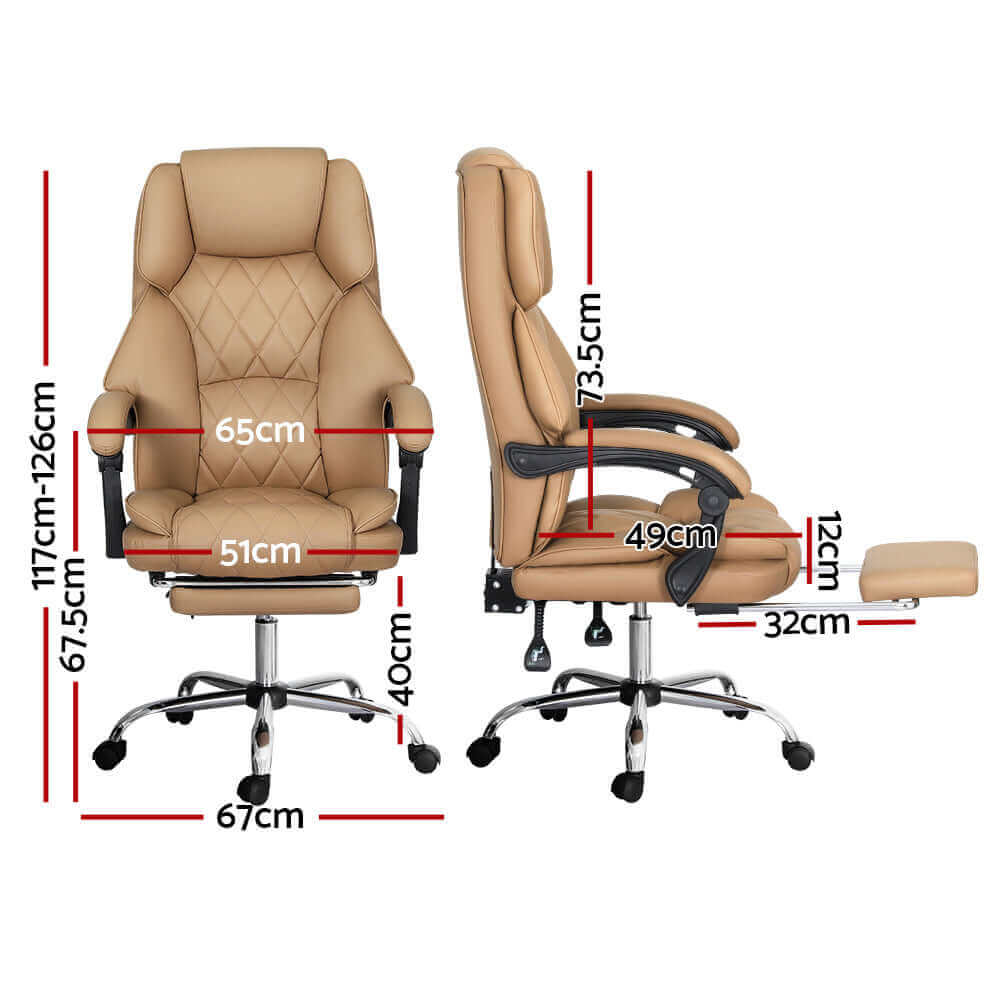 Artiss Executive Office Chair Leather Footrest - Espresso