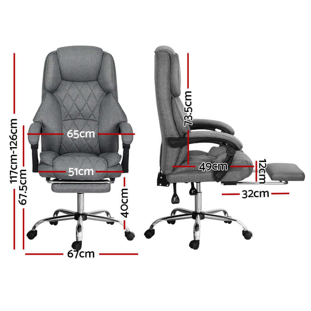 Artiss Executive Office Chair Fabric Footrest - Grey