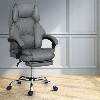 Artiss Executive Office Chair Fabric Footrest - Grey