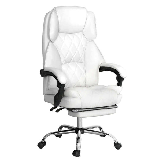 Artiss Executive Office Chair Leather Footrest - White