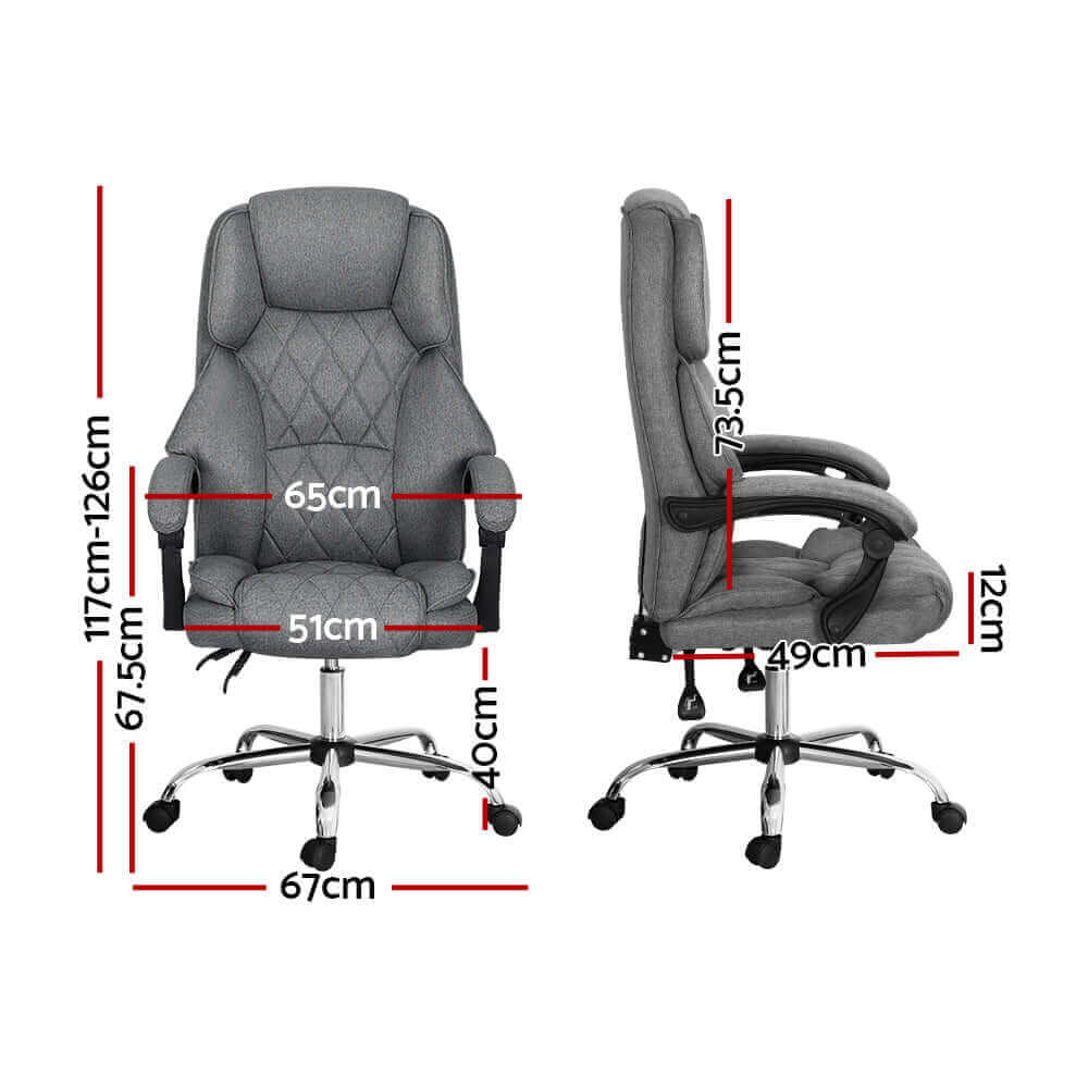 Artiss Executive Office Chair Fabric Recliner - Grey