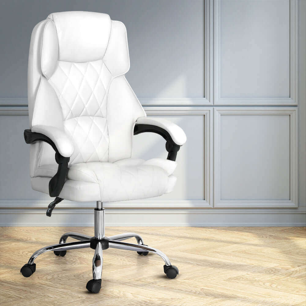 Artiss Executive Office Chair Leather Recliner - White