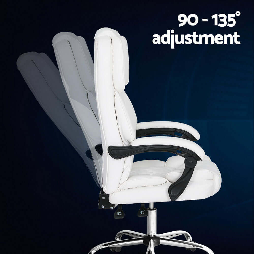 Artiss Executive Office Chair Leather Recliner - White