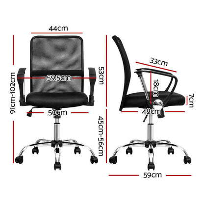 Artiss Mesh Office Chair Mid Back Black