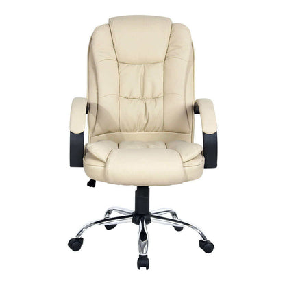 Artiss Executive Office Chair Leather Tilt Beige