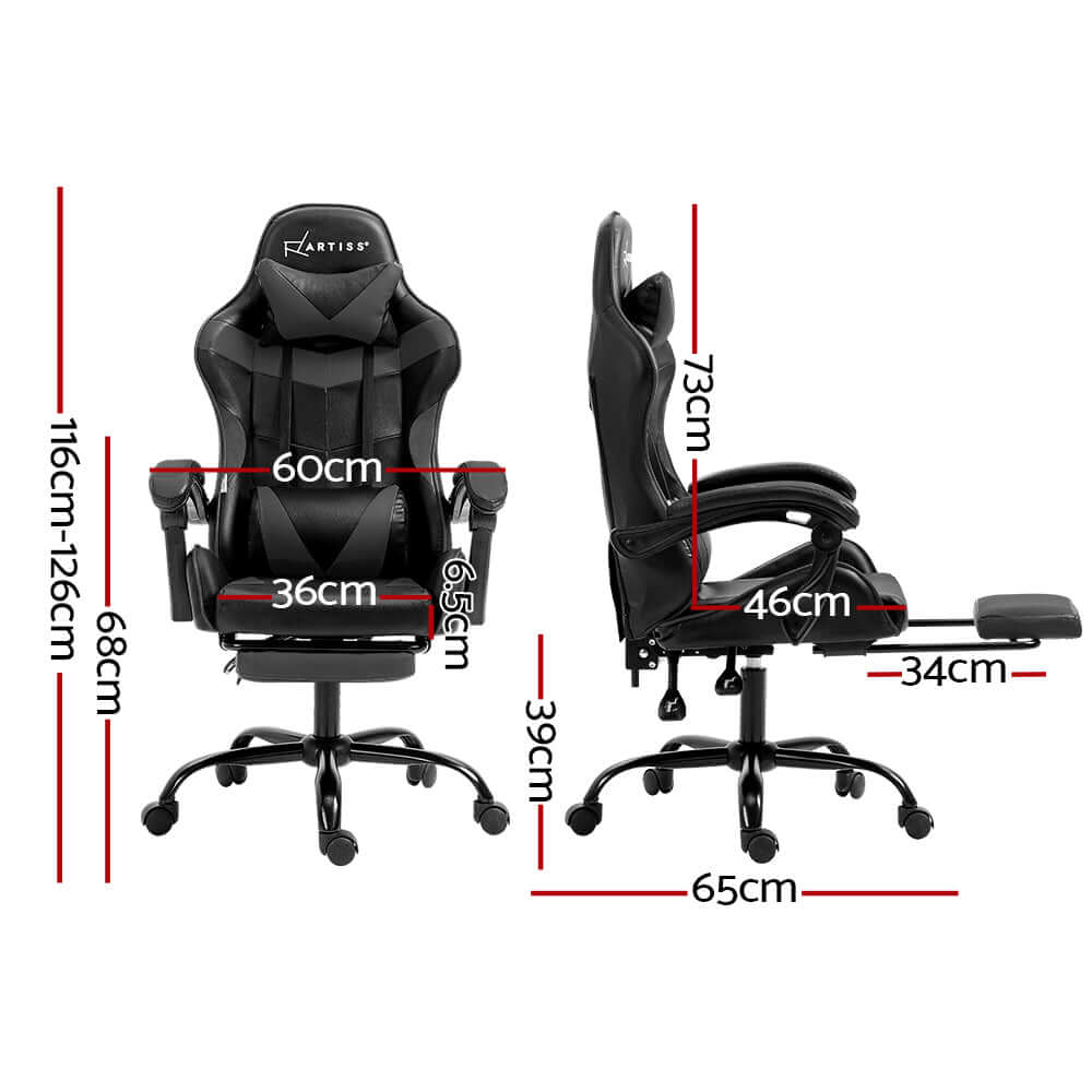 Artiss Gaming Office Chair Executive Footrest - Grey