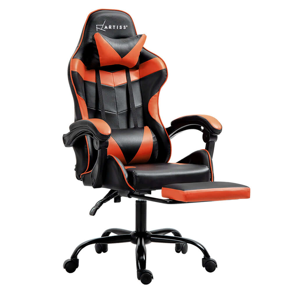 Artiss Gaming Office Chair Executive Footrest - Orange