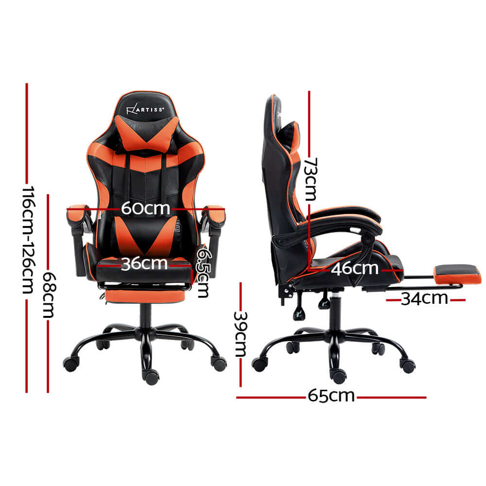 Artiss Gaming Office Chair Executive Footrest - Orange